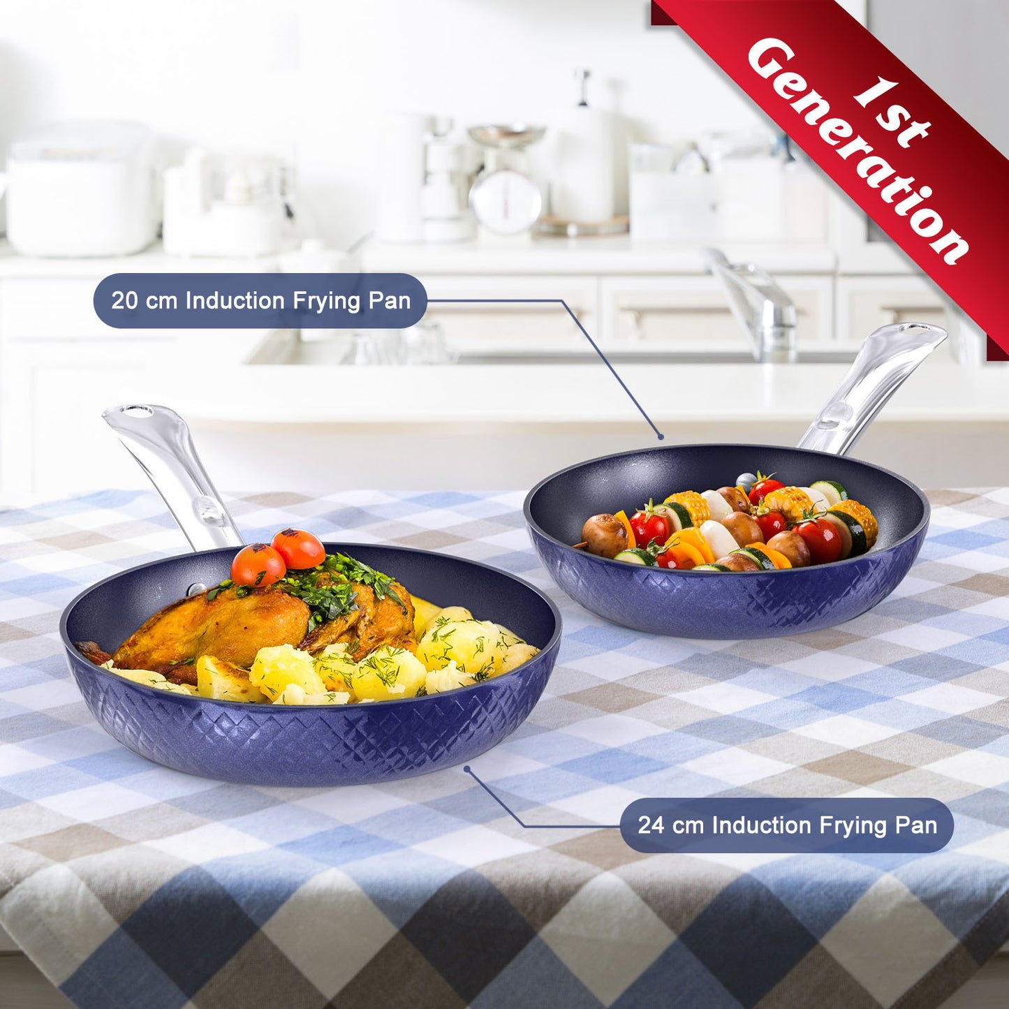 RAINBEAN Non-Stick Saucepan Set with Ceramic Coating - 4L Induction-Compatible Casserole Pot