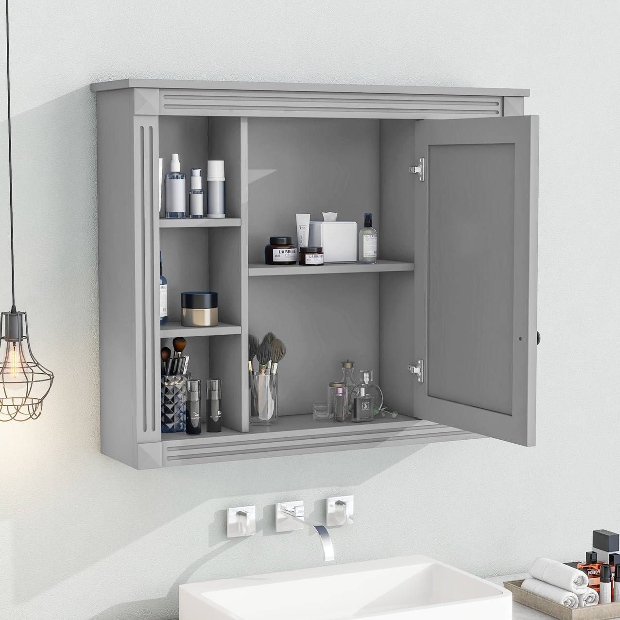 Modern Bathroom Wall Cabinet with Mirror – Stylish, Sturdy, and Concealed Storage Solution