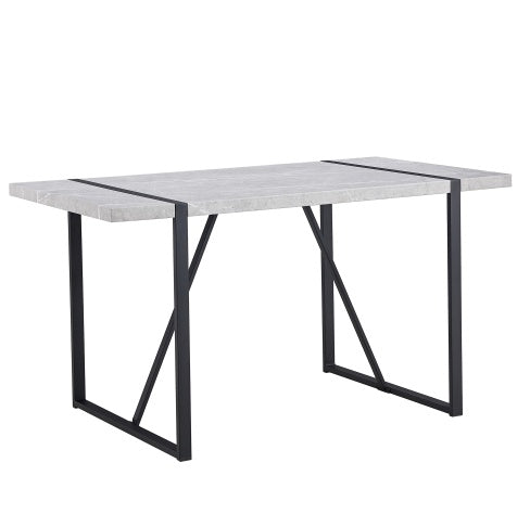 Modern 55-Inch Dining Table for 4, Rectangular Kitchen Table, Gray MDF + Metal - Easy Assembly