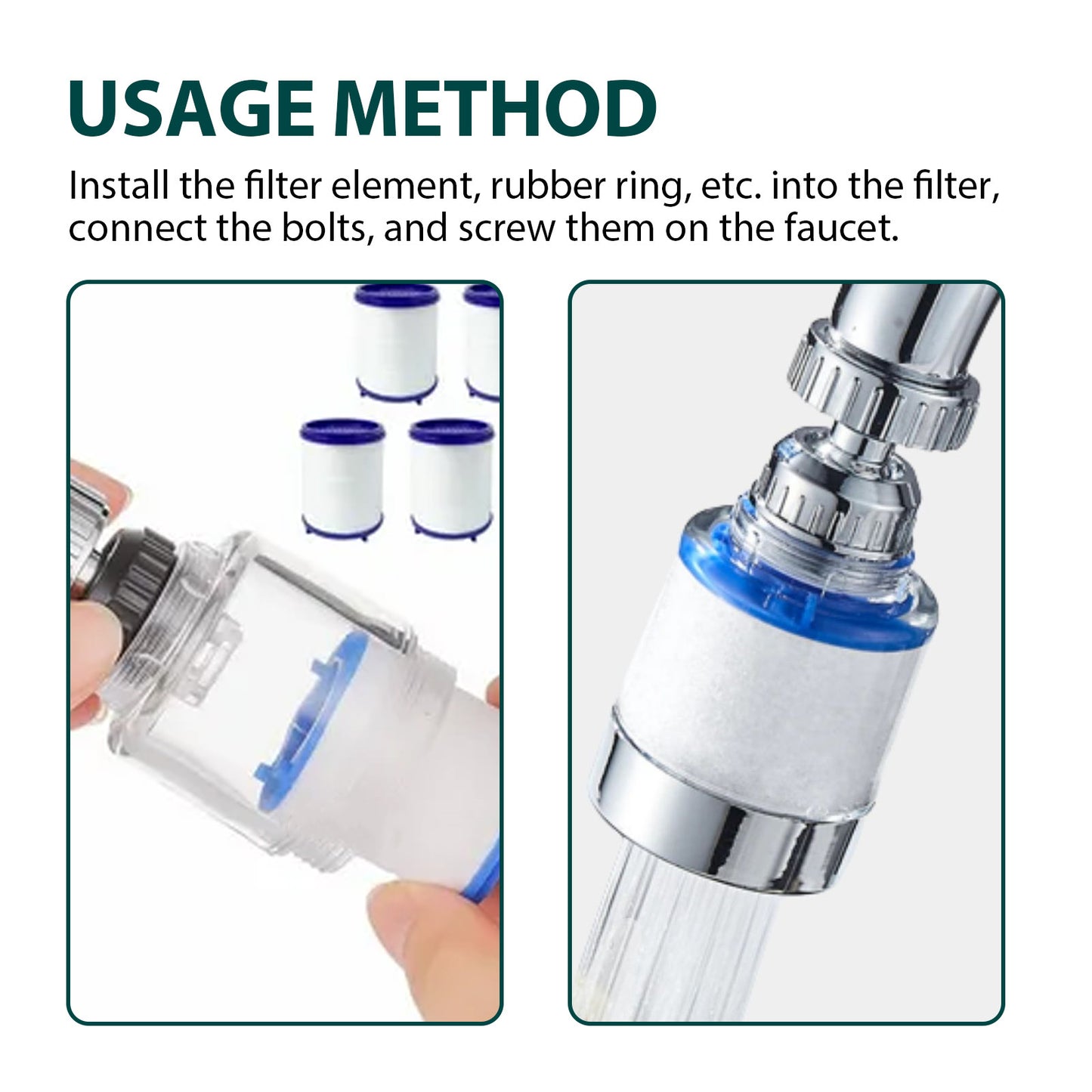 360° Rotating Faucet Water Filter – High-Pressure Water Purifier for Clean Water & Soft Skin