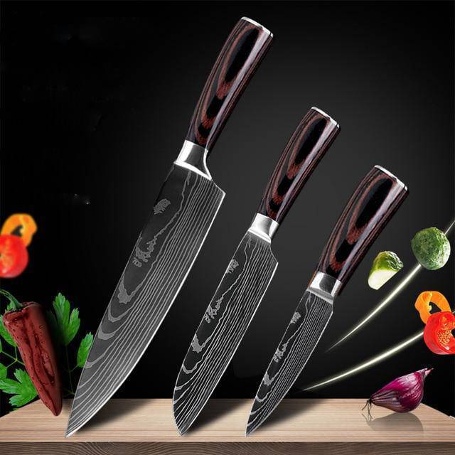 7CR17 Stainless Steel Damascus Kitchen Knife – 7" Blade, Color Steel Handle, Razor-Sharp, Gift Box Packaging