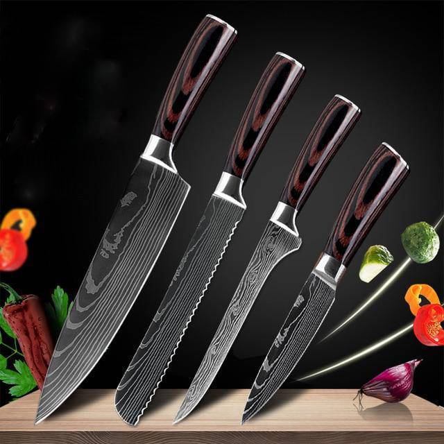 7CR17 Stainless Steel Damascus Kitchen Knife – 7" Blade, Color Steel Handle, Razor-Sharp, Gift Box Packaging