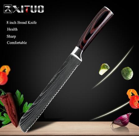 7CR17 Stainless Steel Damascus Kitchen Knife – 7" Blade, Color Steel Handle, Razor-Sharp, Gift Box Packaging