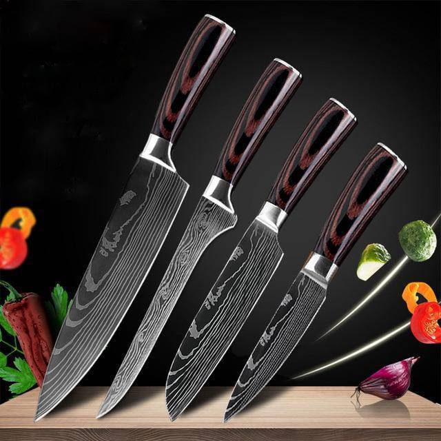 7CR17 Stainless Steel Damascus Kitchen Knife – 7" Blade, Color Steel Handle, Razor-Sharp, Gift Box Packaging