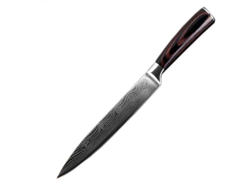 7CR17 Stainless Steel Damascus Kitchen Knife – 7" Blade, Color Steel Handle, Razor-Sharp, Gift Box Packaging