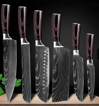 7CR17 Stainless Steel Damascus Kitchen Knife – 7" Blade, Color Steel Handle, Razor-Sharp, Gift Box Packaging