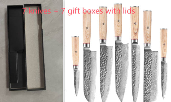 Damascus Steel Kitchen Knife Set - 7-Piece, Melaleuca Steel, Japanese & Chef Knives