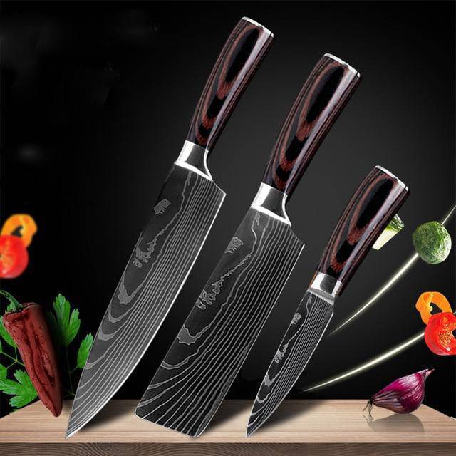 7CR17 Stainless Steel Damascus Kitchen Knife – 7" Blade, Color Steel Handle, Razor-Sharp, Gift Box Packaging