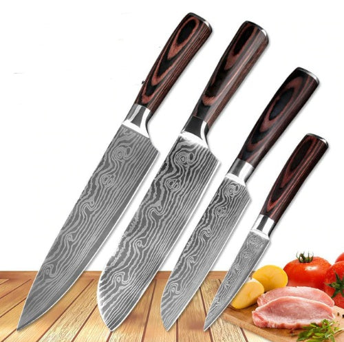 7CR17 Stainless Steel Damascus Kitchen Knife – 7" Blade, Color Steel Handle, Razor-Sharp, Gift Box Packaging