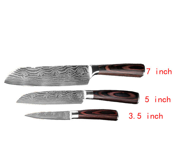 7CR17 Stainless Steel Damascus Kitchen Knife – 7" Blade, Color Steel Handle, Razor-Sharp, Gift Box Packaging