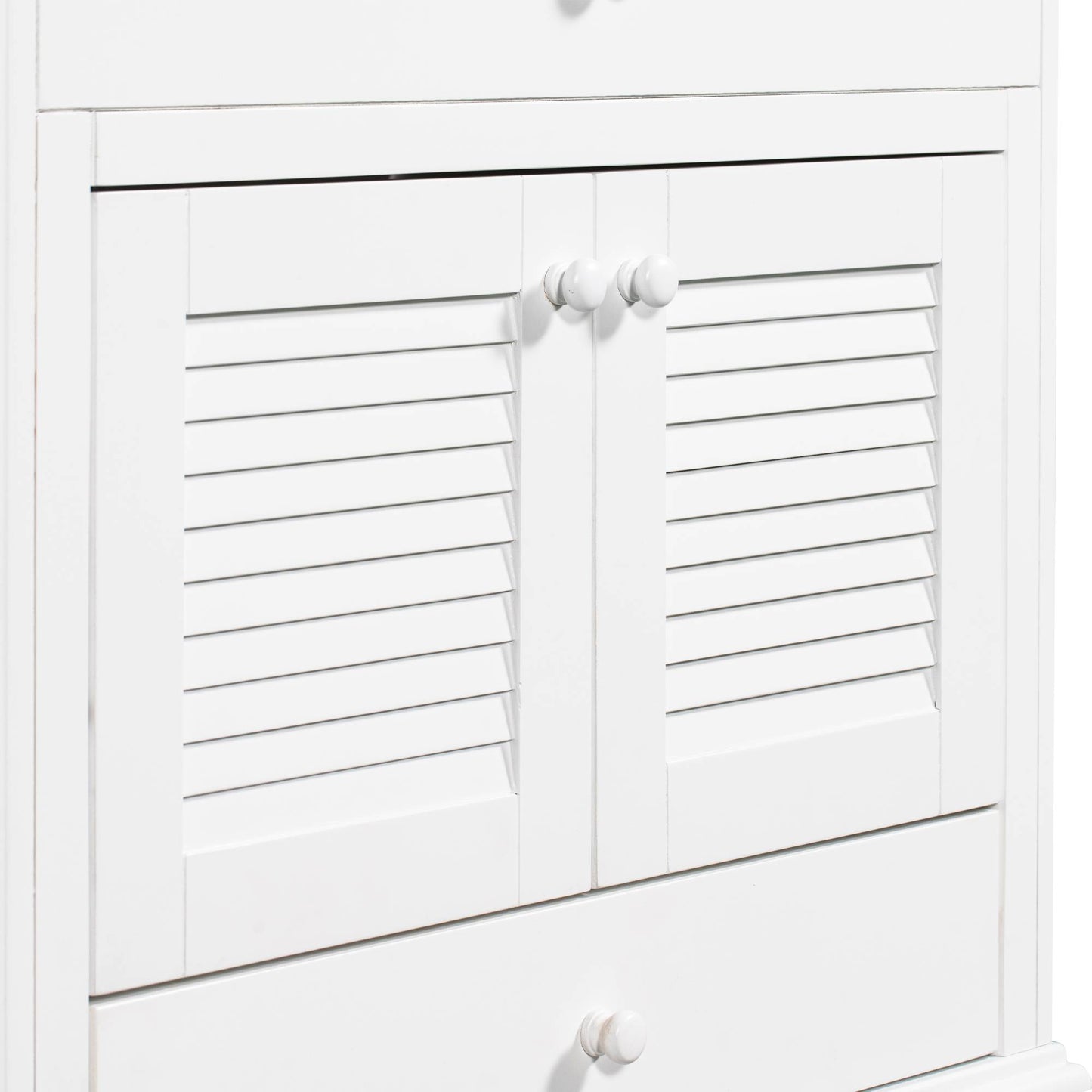 Modern White Bathroom Cabinet Base – Solid Wood Frame, Shutter Door Design, Freestanding Vanity Base