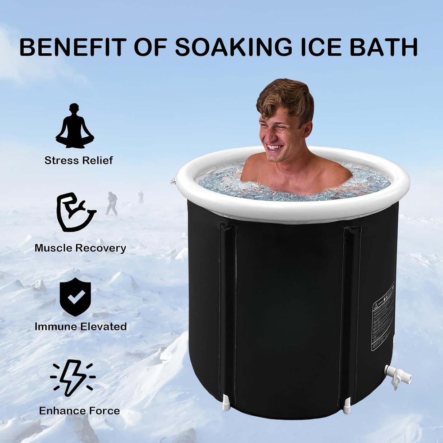 Portable Inflatable Ice Bath Tub – 6-Layer Insulated Cold Plunge Tub for Hot & Cold Water Therapy – Easy to Use, Sturdy & Foldable for Outdoor & Home Use