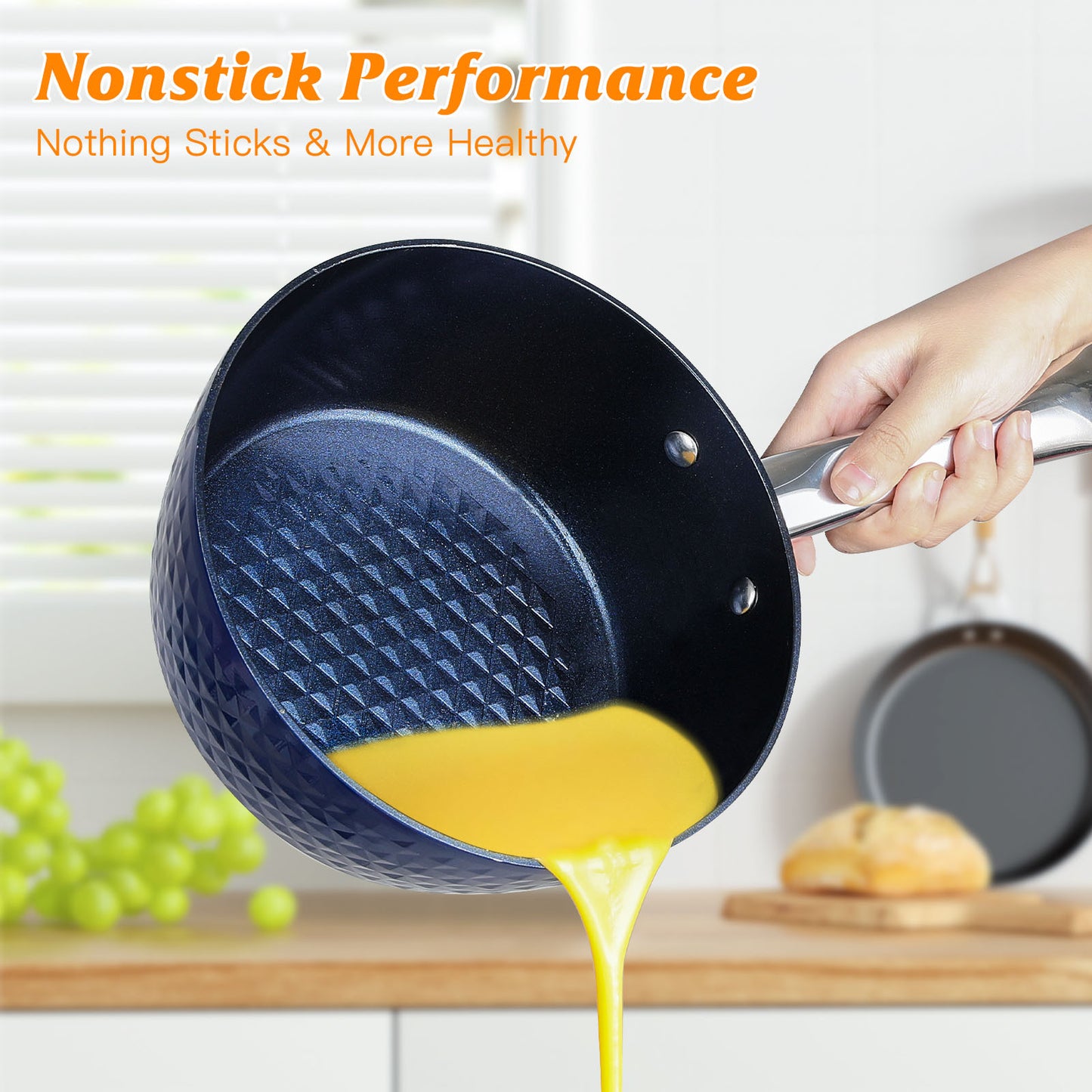 RAINBEAN Non-Stick Saucepan Set with Ceramic Coating - 4L Induction-Compatible Casserole Pot