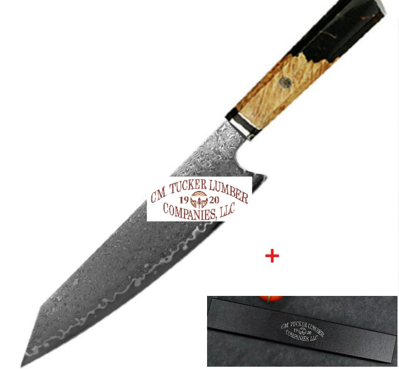 Damascus Steel Forged Knife - 205mm Multifunctional Blade, 4034ZW Stainless Steel, Durable and Corrosion-Resistant