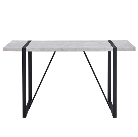 Modern 55-Inch Dining Table for 4, Rectangular Kitchen Table, Gray MDF + Metal - Easy Assembly