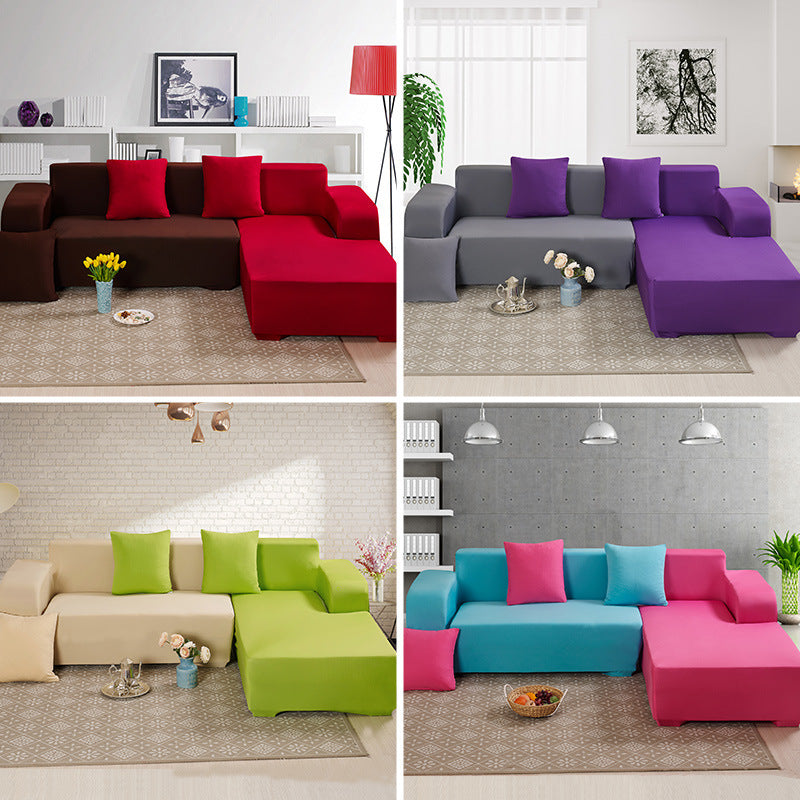 "Stretchable Sectional Sofa Slipcover – Modern Polyester & Spandex, Multiple Sizes, Plain Design"