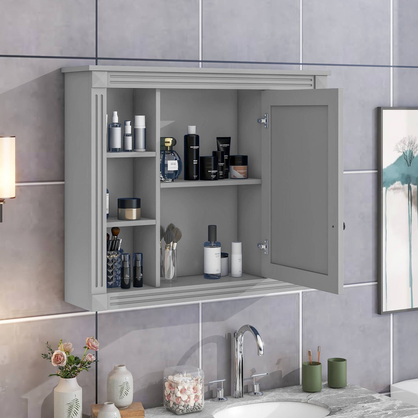 Modern Bathroom Wall Cabinet with Mirror – Stylish, Sturdy, and Concealed Storage Solution