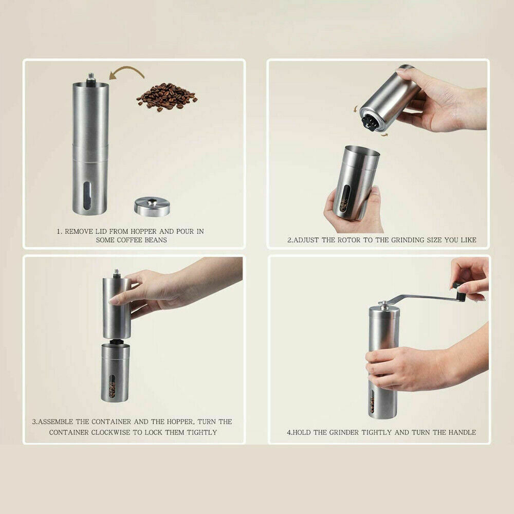 Manual Coffee Grinder - Stainless Steel, Ceramic Burr, Compact & Durable for All Brewing Methods