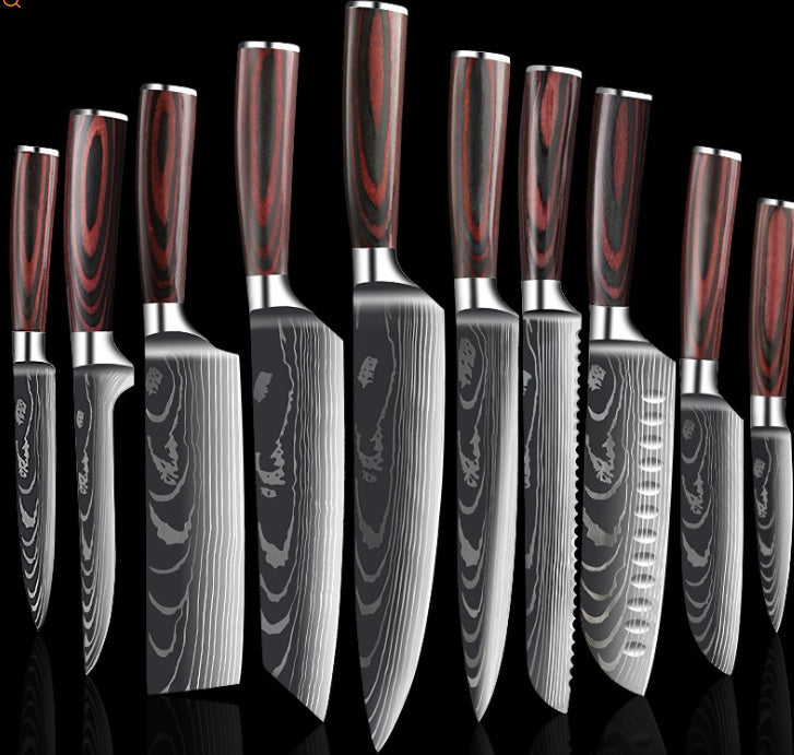 7CR17 Stainless Steel Damascus Kitchen Knife – 7" Blade, Color Steel Handle, Razor-Sharp, Gift Box Packaging