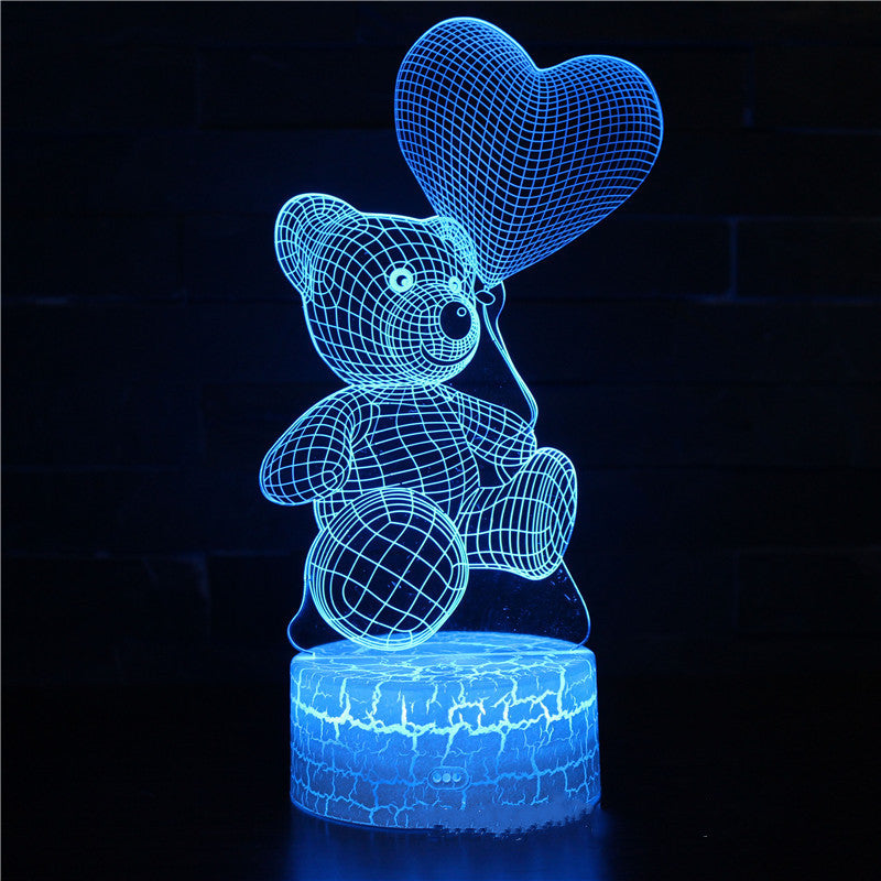 3D Teddy Bear LED Night Light – 16 Colors, Remote & Touch Control, Eye-Caring LED, Dual Power Mode (USB/Battery)