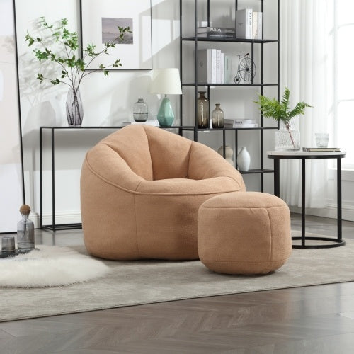 "Bedding Bean Bag Sofa Chair with Footrest – High Pressure Foam, Microfiber Material, Adult Size for Living Room & Bedroom Comfort"