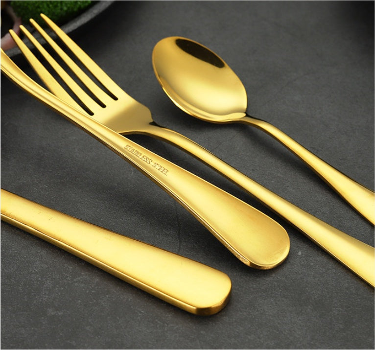 Stainless Steel Tableware Set - One-Piece Molding, Beautiful Design - Knife, Fork, Spoon, Teaspoon