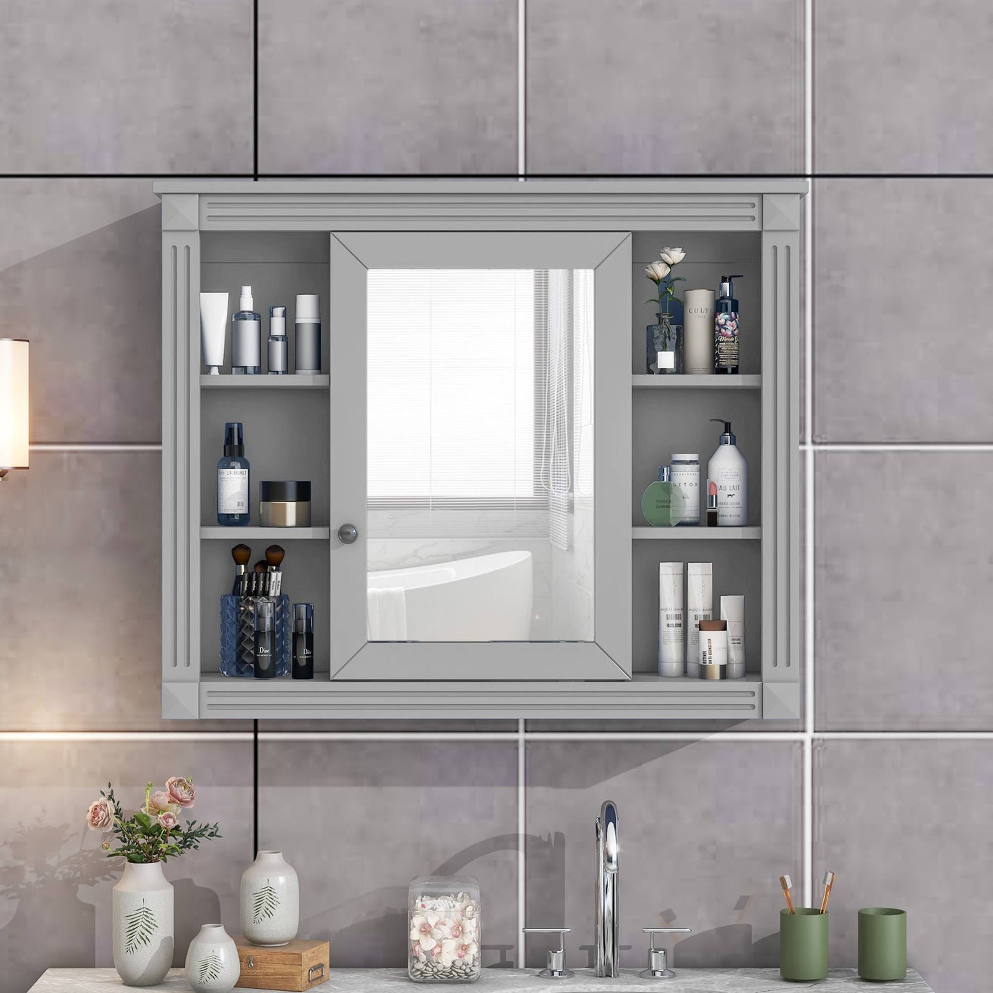 Modern Bathroom Wall Cabinet with Mirror – Stylish, Sturdy, and Concealed Storage Solution