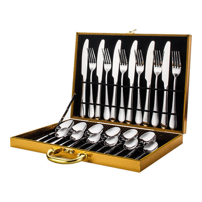 Stainless Steel Tableware Set - One-Piece Molding, Beautiful Design - Knife, Fork, Spoon, Teaspoon