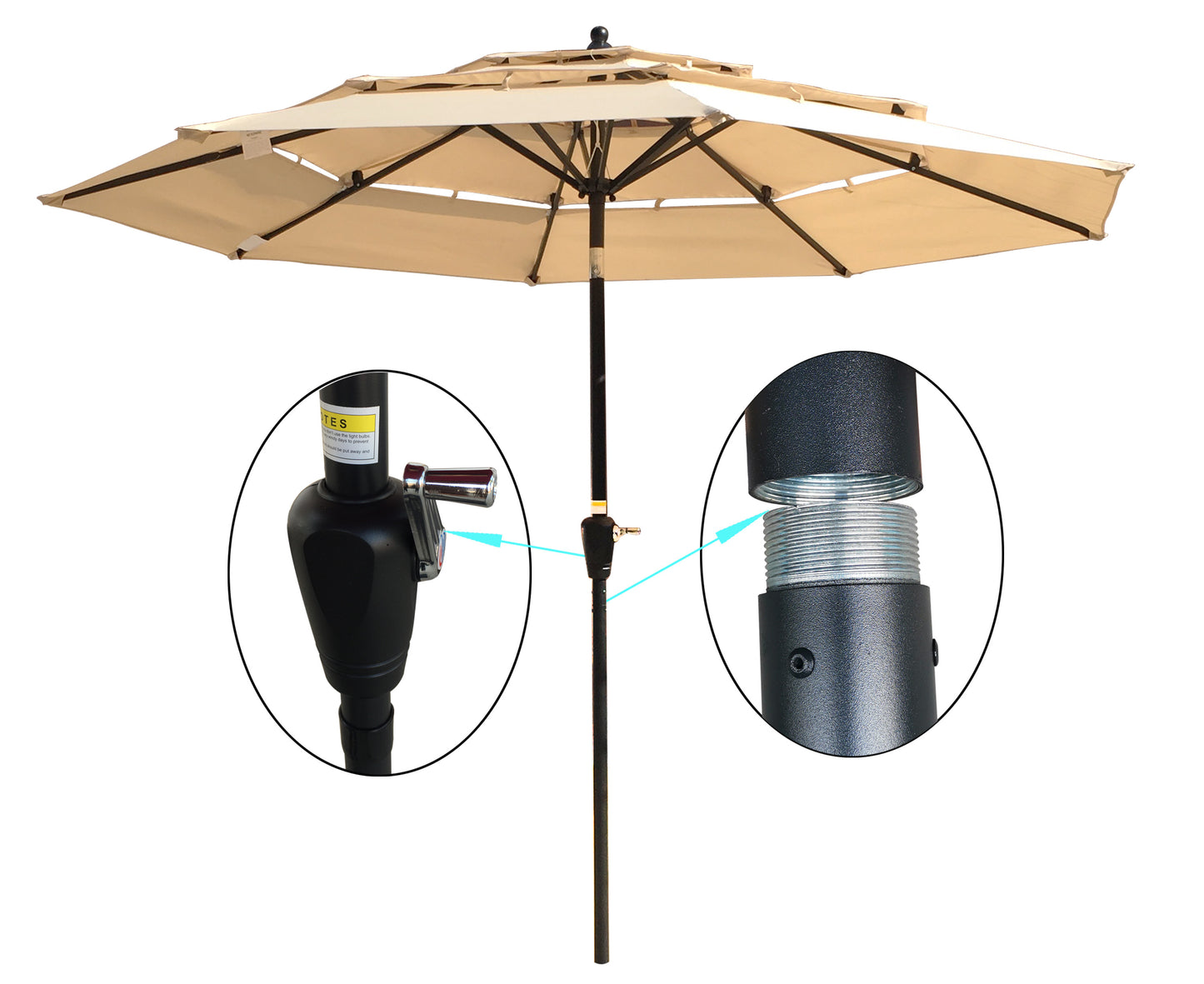 9FT 3-Tier Outdoor Patio Umbrella with Crank & Tilt, Wind Vents for Garden, Deck, Backyard, Poolside Shade – Adjustable Sun Protection for Outdoor Spaces