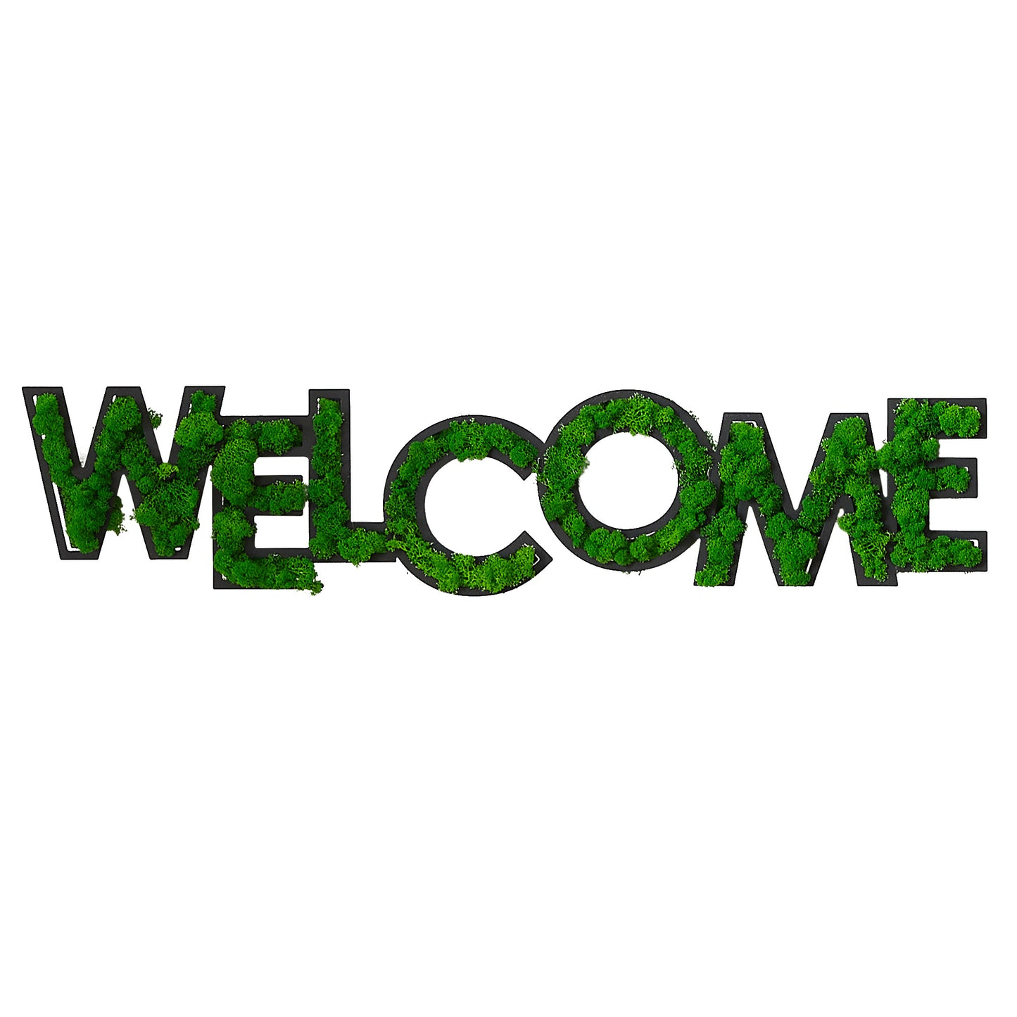 "WELCOME" Letter Art Moss Wall Decoration - Eco-Friendly, Low Maintenance, Wrought Iron Frame - Unique, Dynamic Green Home Decor