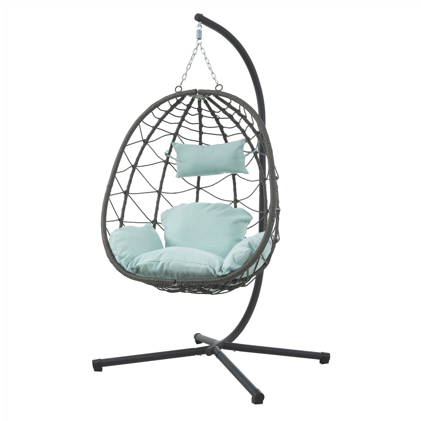 Gray Outdoor Lounge Chair with Cushioned Headrest - Foldable PE Wicker & Steel Frame, UV-Resistant