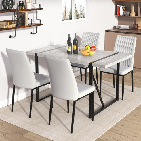 Modern 55-Inch Dining Table for 4, Rectangular Kitchen Table, Gray MDF + Metal - Easy Assembly