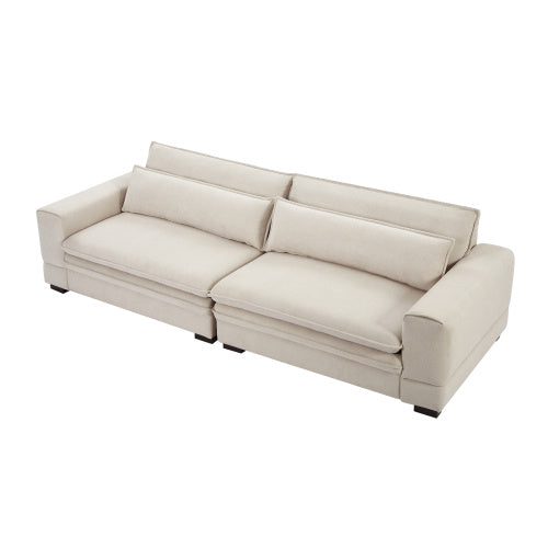 "Medieval Modern Beige Fabric Sofa – 4-Seater for Living Room, Bedroom, Apartment & Home Office"