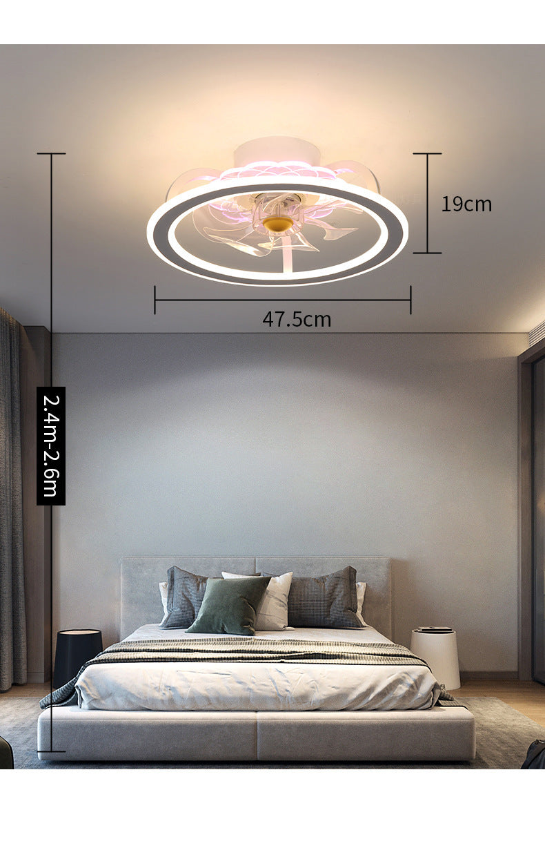 Ceiling Fan Lamp with Metal Leaves – 8801 White & Black Circle Color Light, 220V/110V, Stylish Yake Lampshade