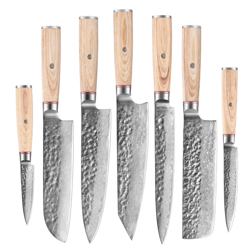 Damascus Steel Kitchen Knife Set - 7-Piece, Melaleuca Steel, Japanese & Chef Knives