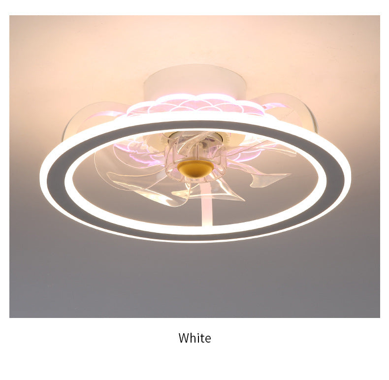 Ceiling Fan Lamp with Metal Leaves – 8801 White & Black Circle Color Light, 220V/110V, Stylish Yake Lampshade