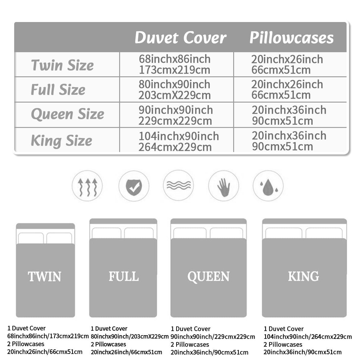 1800 Ultra-Soft Microfiber Duvet Cover Set - Breathable, Hypoallergenic & Durable – Available in Twin, Full, Queen, and King Sizes