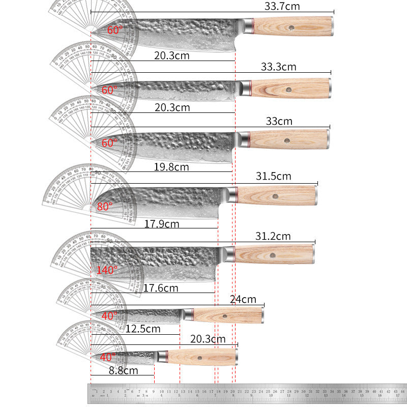 Damascus Steel Kitchen Knife Set - 7-Piece, Melaleuca Steel, Japanese & Chef Knives