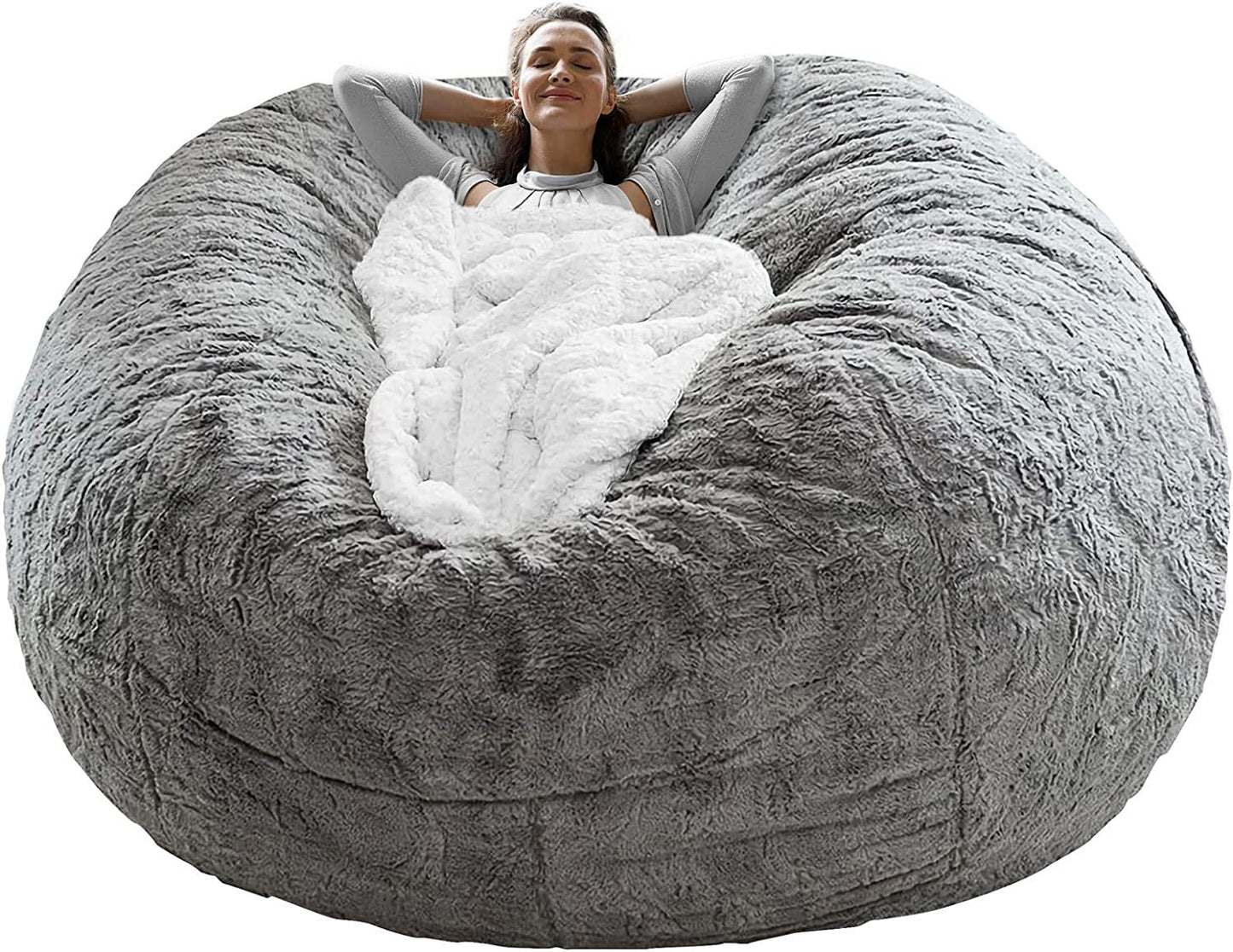 RAINBEAN Bean Bag Chair Cover - Eco-Friendly Flocking PV, Double-Layer Zipper, Comfy & Washable – Available in 5ft & 6ft Sizes