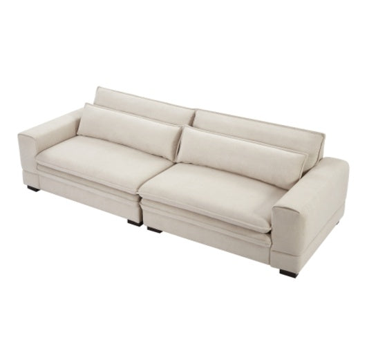 "Medieval Modern Beige Fabric Sofa – 4-Seater for Living Room, Bedroom, Apartment & Home Office"