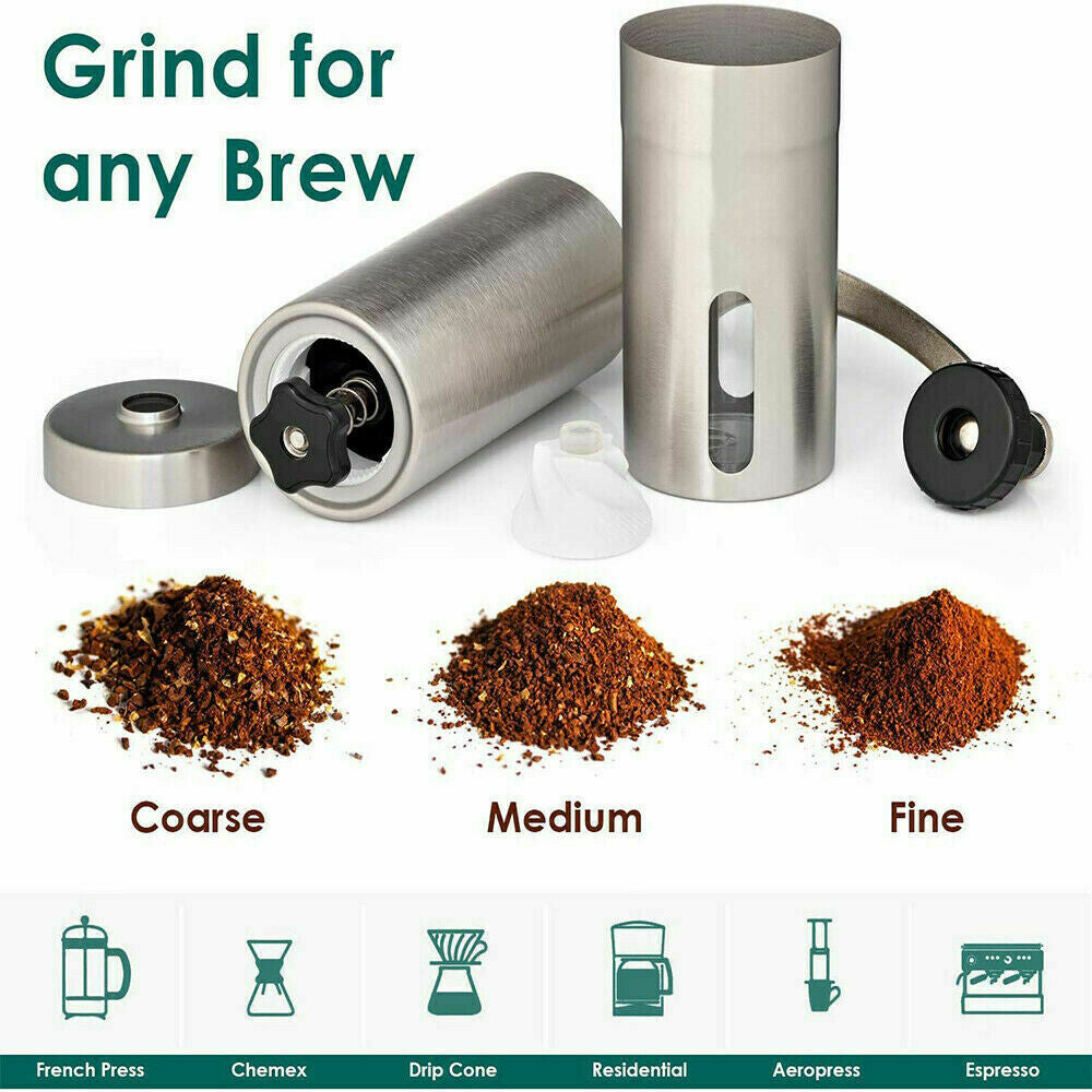 Manual Coffee Grinder - Stainless Steel, Ceramic Burr, Compact & Durable for All Brewing Methods