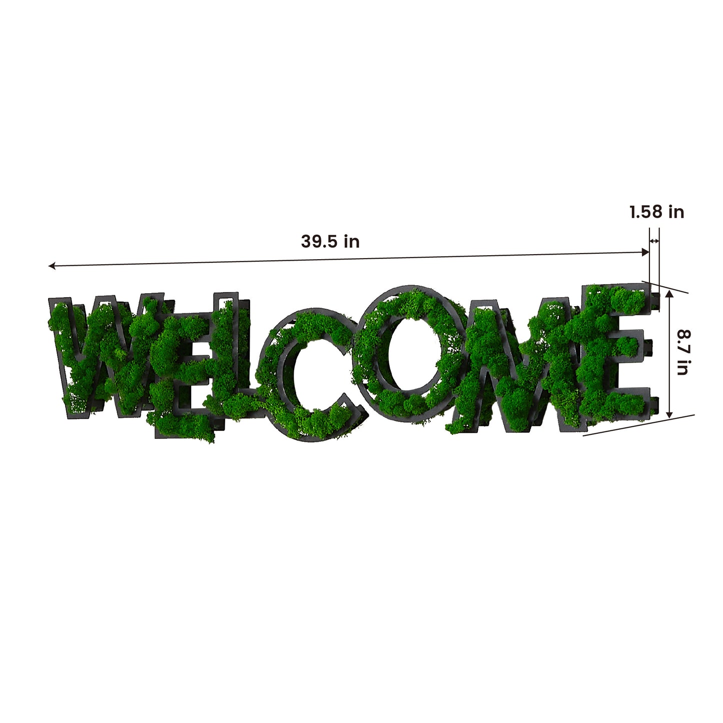 "WELCOME" Letter Art Moss Wall Decoration - Eco-Friendly, Low Maintenance, Wrought Iron Frame - Unique, Dynamic Green Home Decor