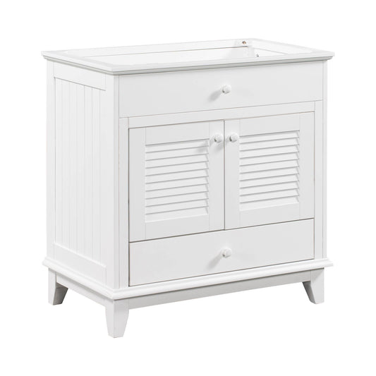 Modern White Bathroom Cabinet Base – Solid Wood Frame, Shutter Door Design, Freestanding Vanity Base